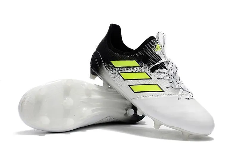 Adidas ACE 17.1 Leather FG Soccer Cleats Fluorescent Green White Black