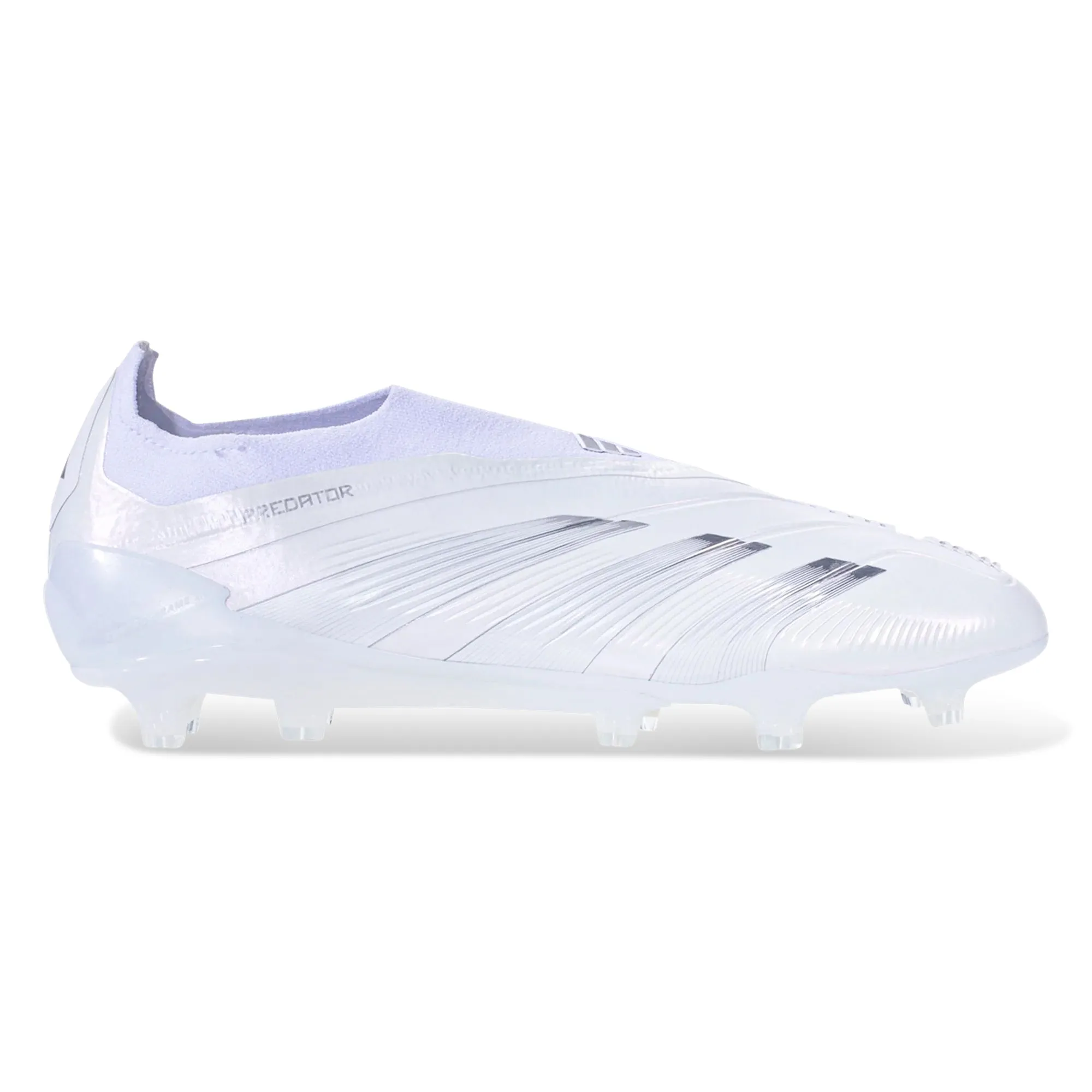 adidas Predator 24 Elite Laceless Firm Ground Soccer Cleats (White/Silver Metallic)