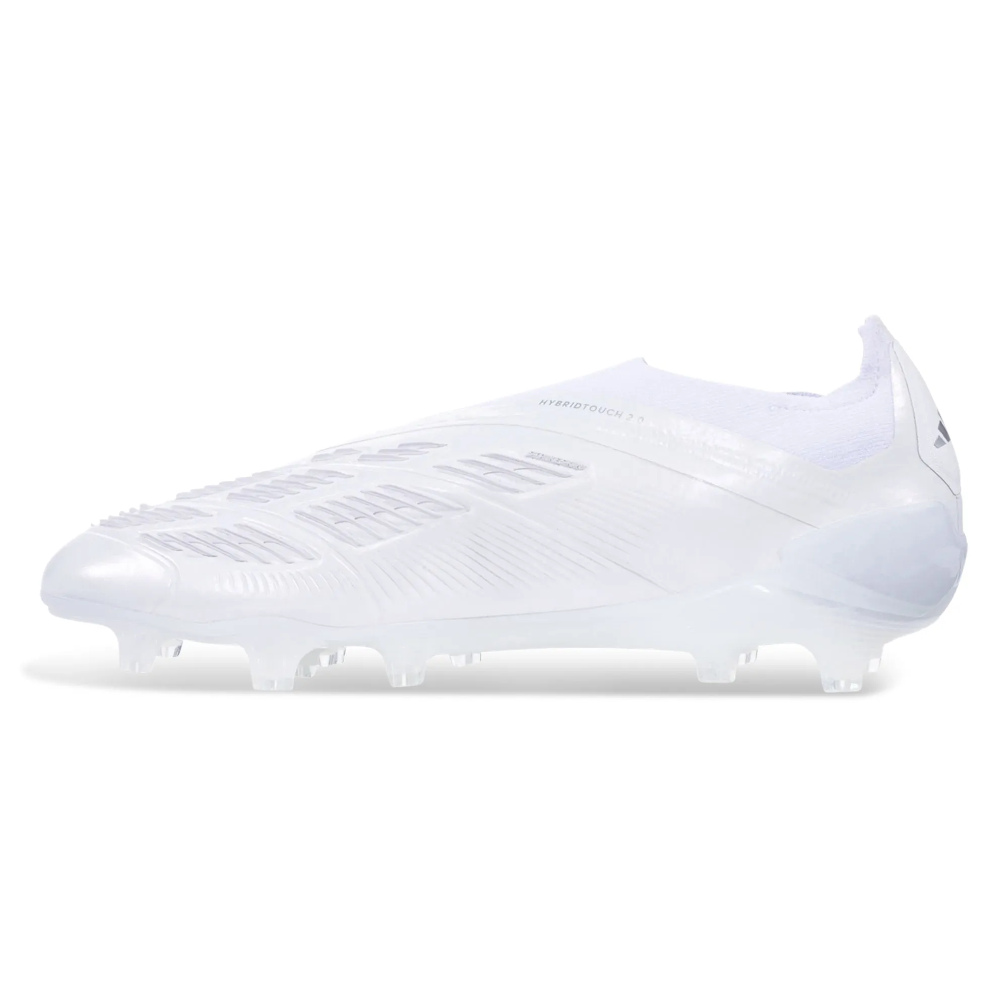 adidas Predator 24 Elite Laceless Firm Ground Soccer Cleats (White/Silver Metallic)