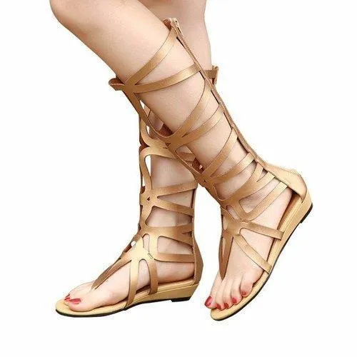 Bohemia Gladiator Flat Knee High Zipper Sandals