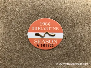 Brigantine 1986 Seasonal Beach Tag