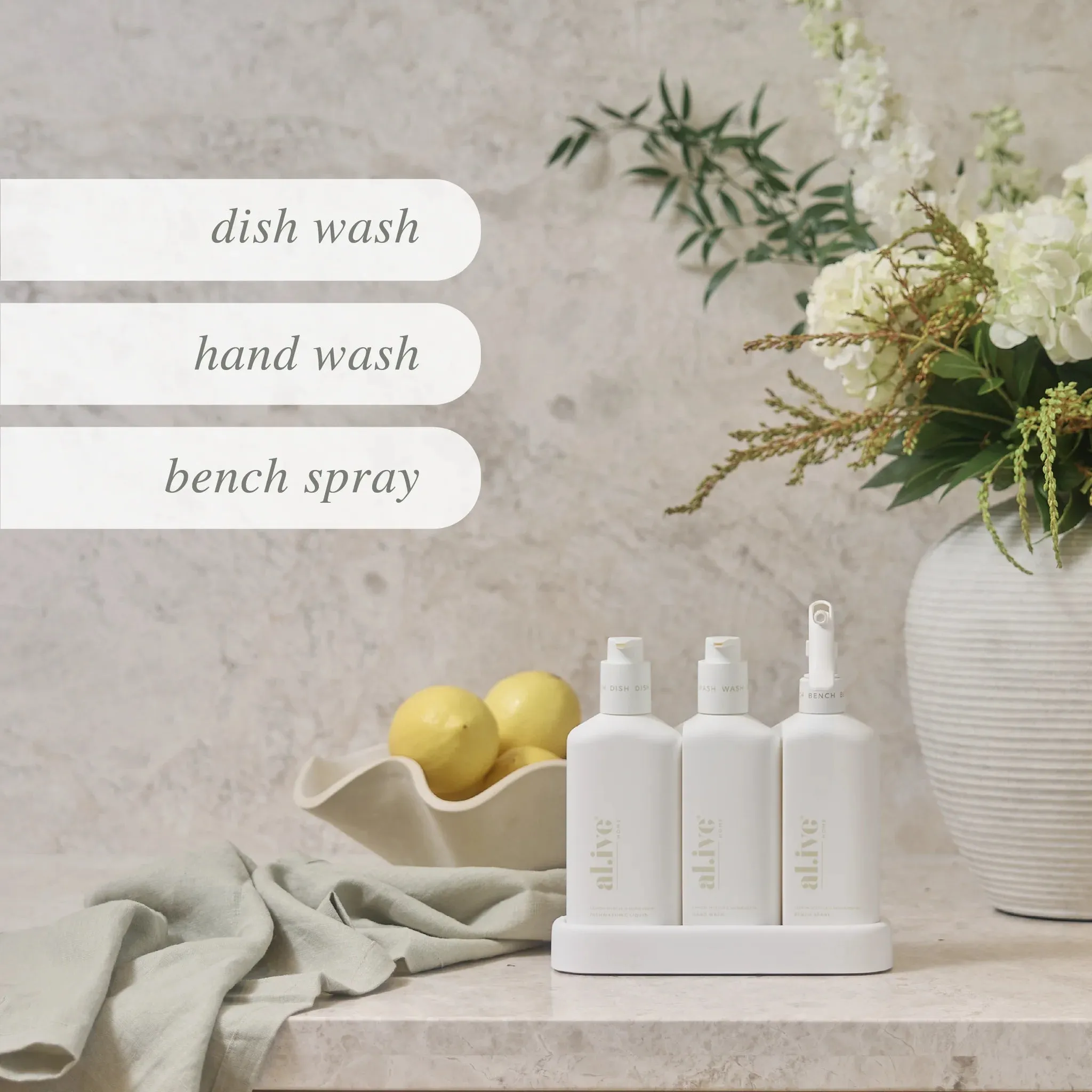 Dishwashing Liquid, Bench Spray & Hand Wash Trio | Lemon Myrtle & Honeydew