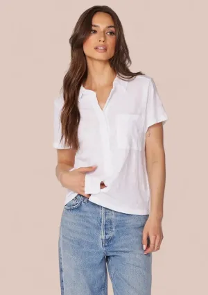 Ellie Button Front Tee Shirt - White