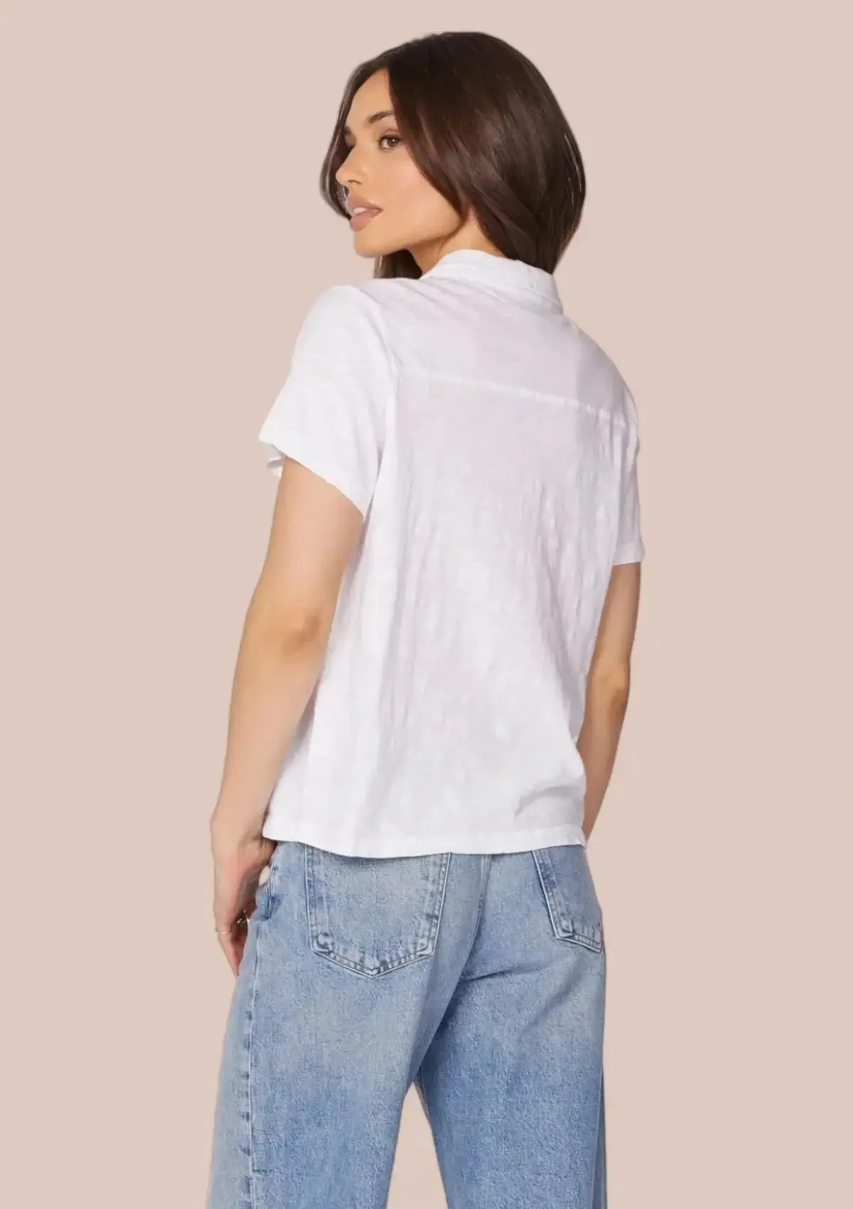 Ellie Button Front Tee Shirt - White