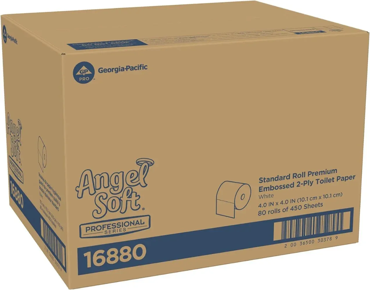 Georgia-Pacific Angel Soft ps 16880 White 2-Ply Premium Embossed Bathroom Tissue; 4.05" Length x 4.0" Width (Case of 80 Rolls; 4