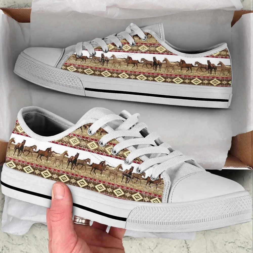 Horse Fabric Patterns Low Top Shoes Canvas Print Lowtop Casual Shoes, Animal Print Canvas Shoes, Print On Canvas Shoes