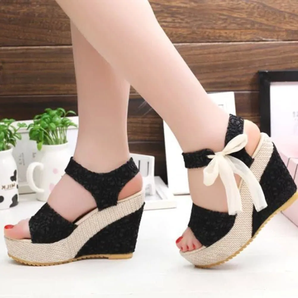 Lace Leisure Wedges - Stylish Lace Design, Lightweight EVA Sole