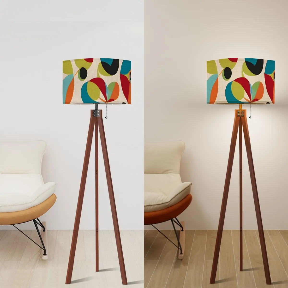 Mid Mod Retro Groovy Color Pop MCM Tripod Floor Lamp