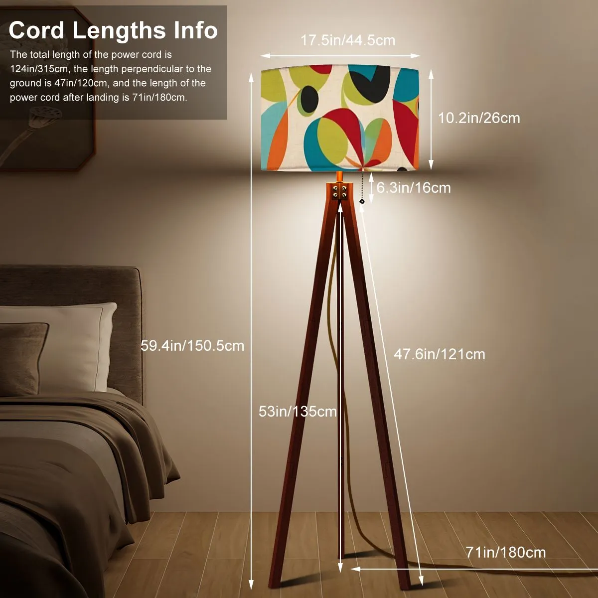 Mid Mod Retro Groovy Color Pop MCM Tripod Floor Lamp