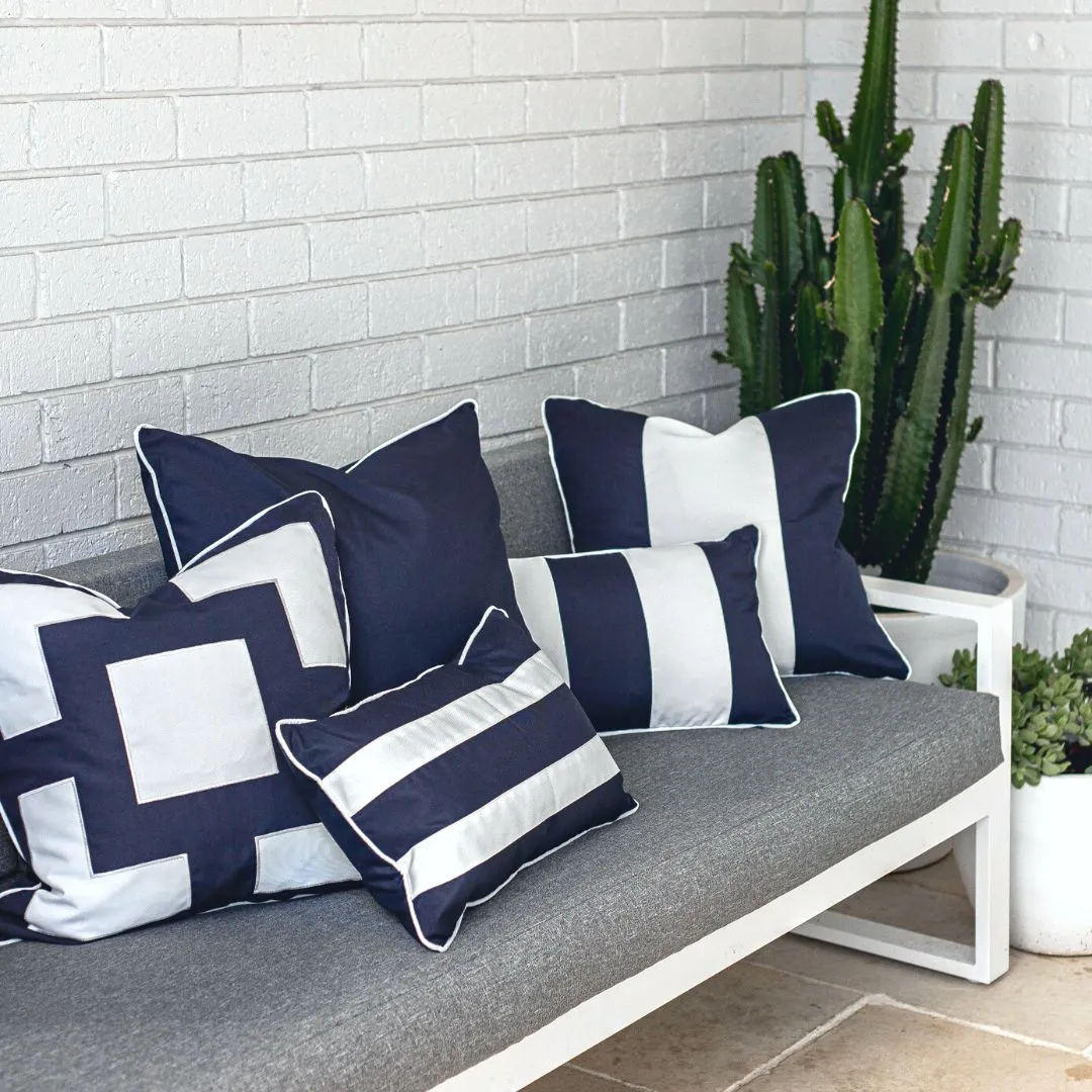 Mirage Haven Eden Panel Stripe Dark Blue and White 50x50cm Cushion Cover