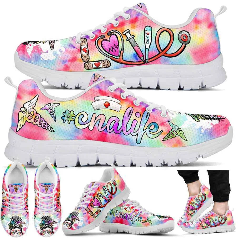 Nurse Sneaker, Proud Cna Sneakers Gym Running Shoes, Nurse Cna Life Tie Dye Pastel Shoes, Best Shoes For Nurses