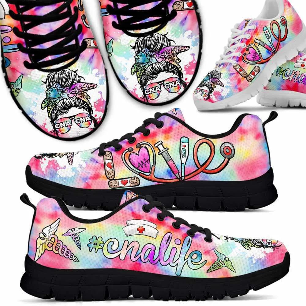 Nurse Sneaker, Proud Cna Sneakers Gym Running Shoes, Nurse Cna Life Tie Dye Pastel Shoes, Best Shoes For Nurses