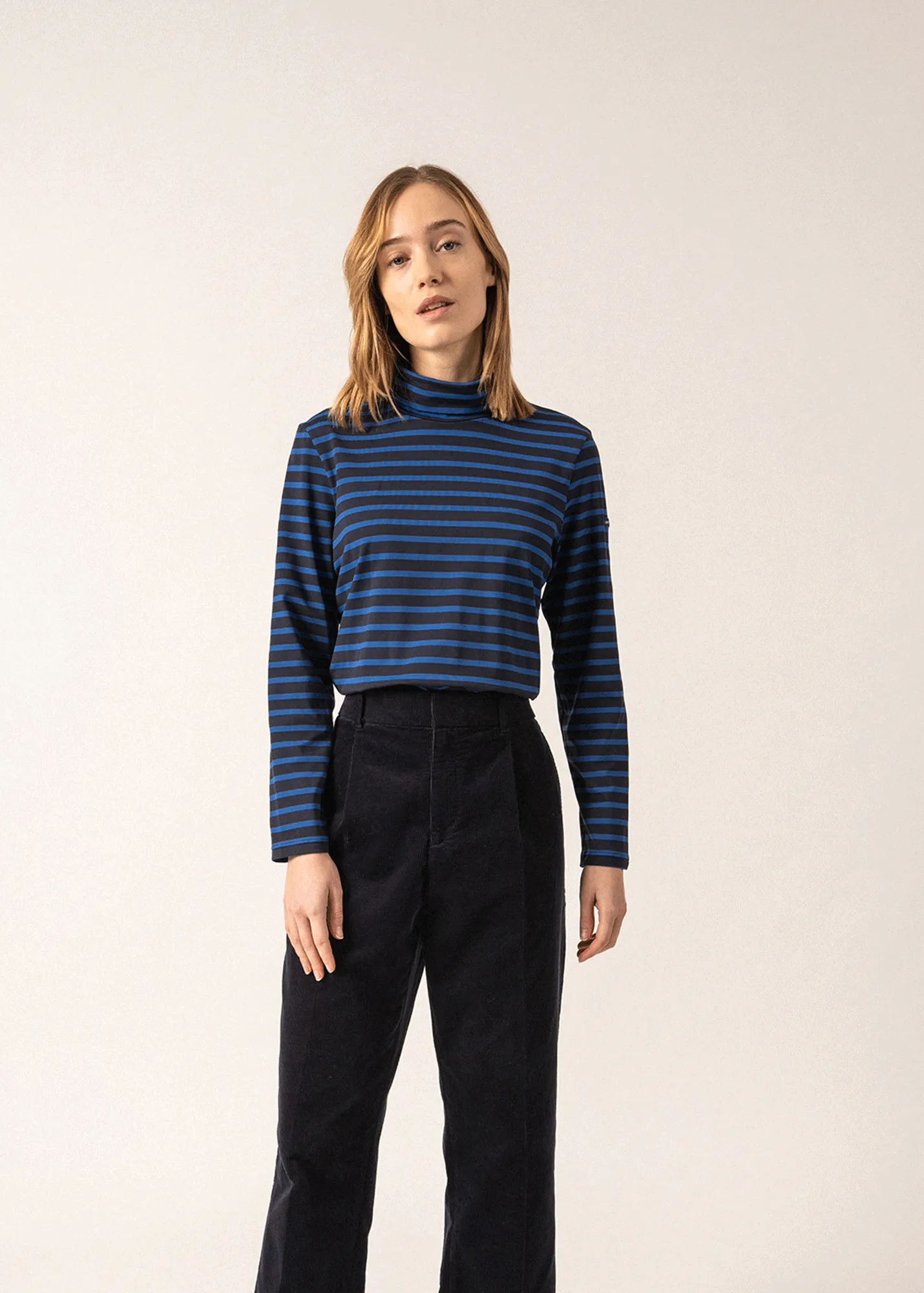 Oural t-shirt - turtleneck, in striped jersey (NAVY/GITANE)