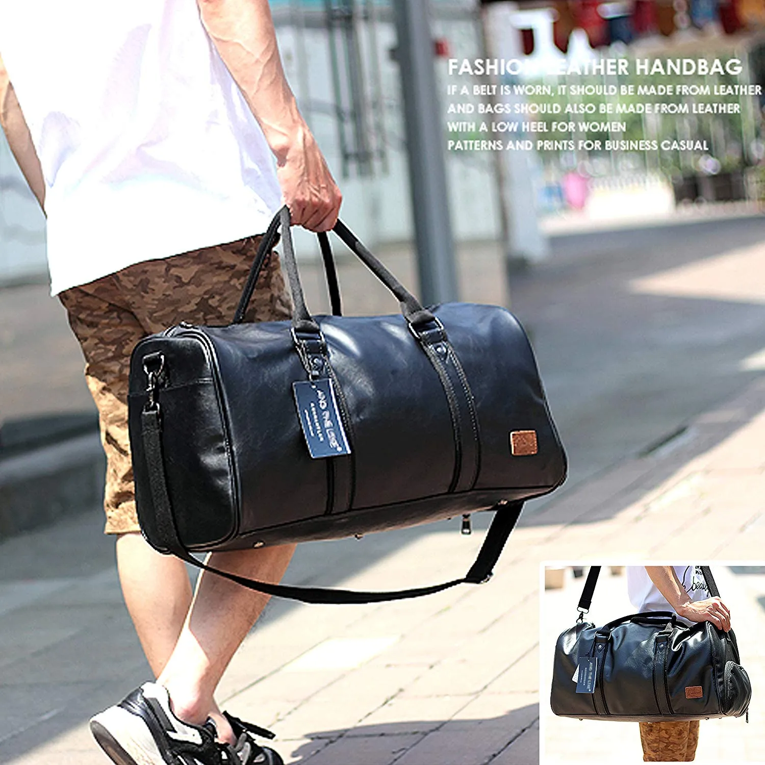 Oversized Waterproof Leather Travel Duffel Bag