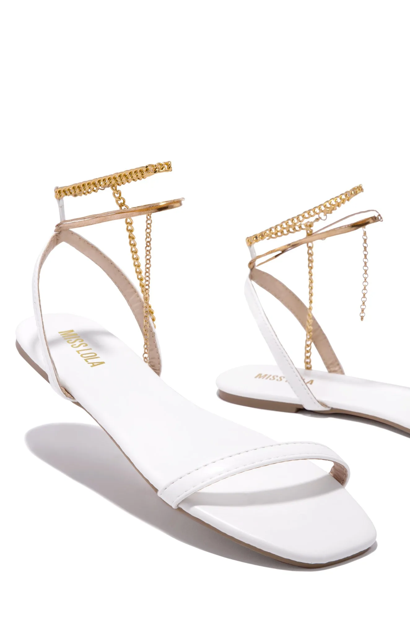 Perfect Affair Gold Chain Sandals - White