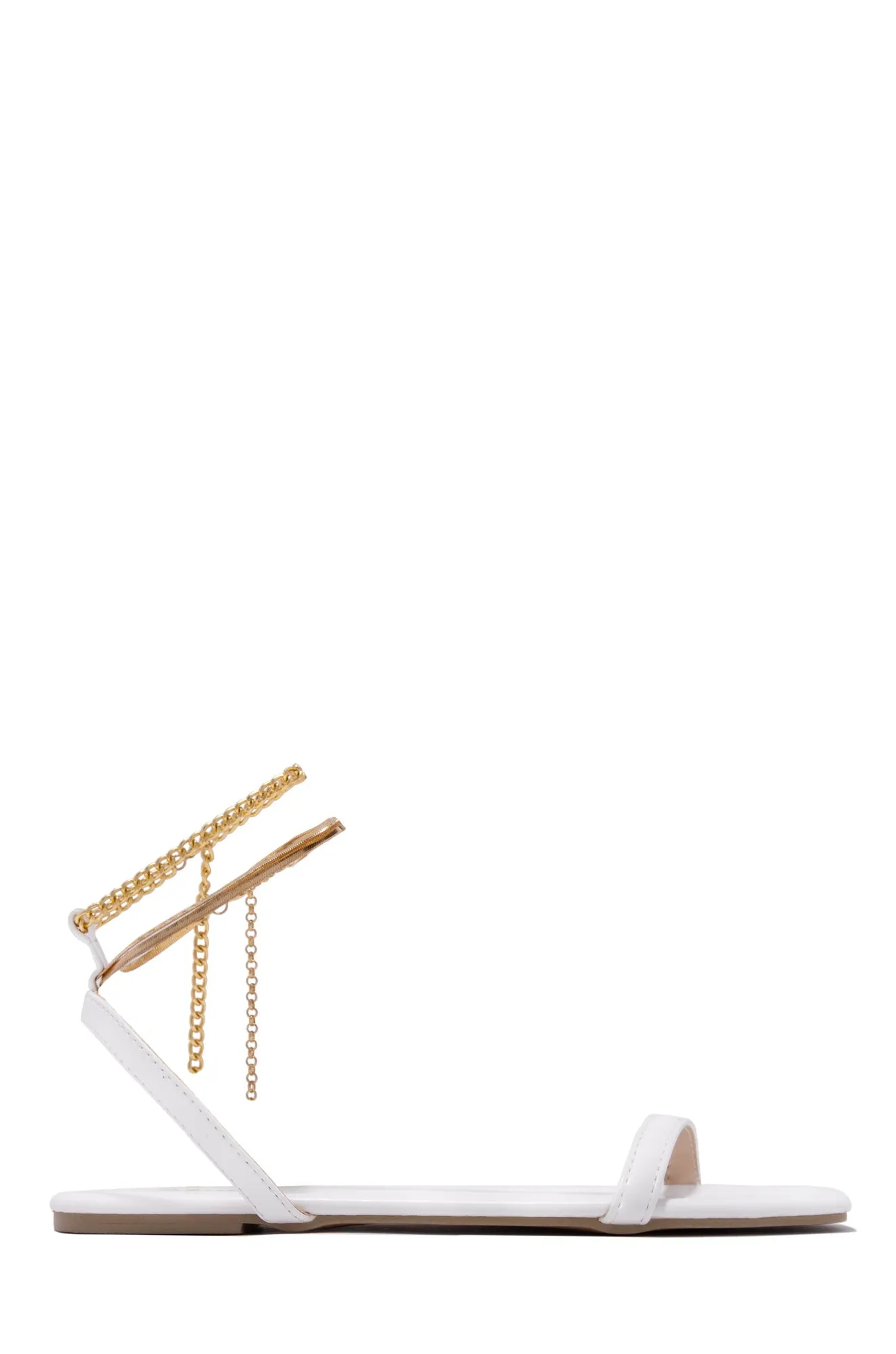 Perfect Affair Gold Chain Sandals - White