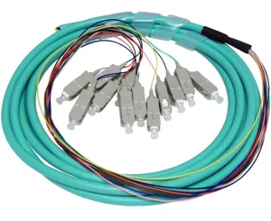 SC UPC 12 Fiber OM3 Multimode Pigtail, Jacketed, 3M