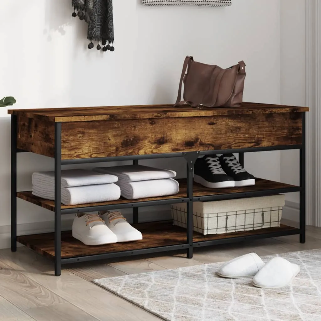 Shoe Bench Smoked Oak 100x42.5x50 cm Engineered Wood