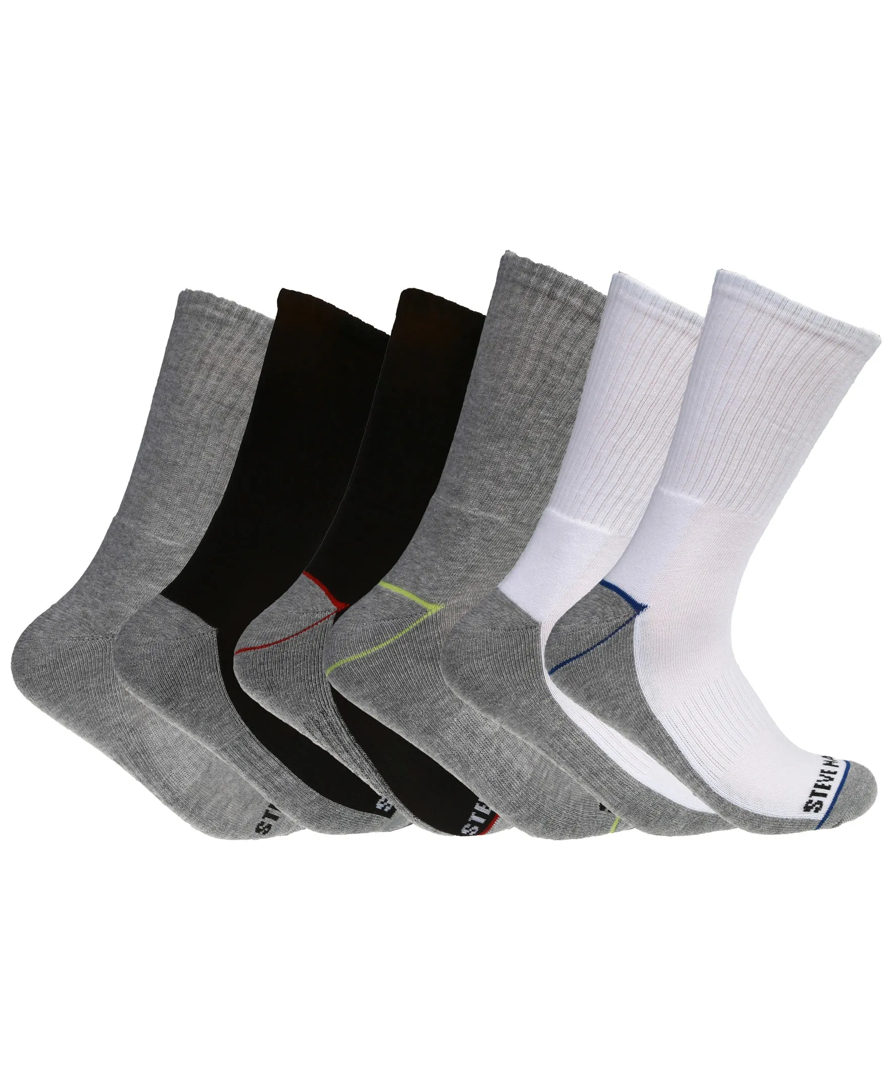 Steve Madden Men's Socks - 6-Pair's Cushioned Dress Crew Socks, Breathable Socks for Men