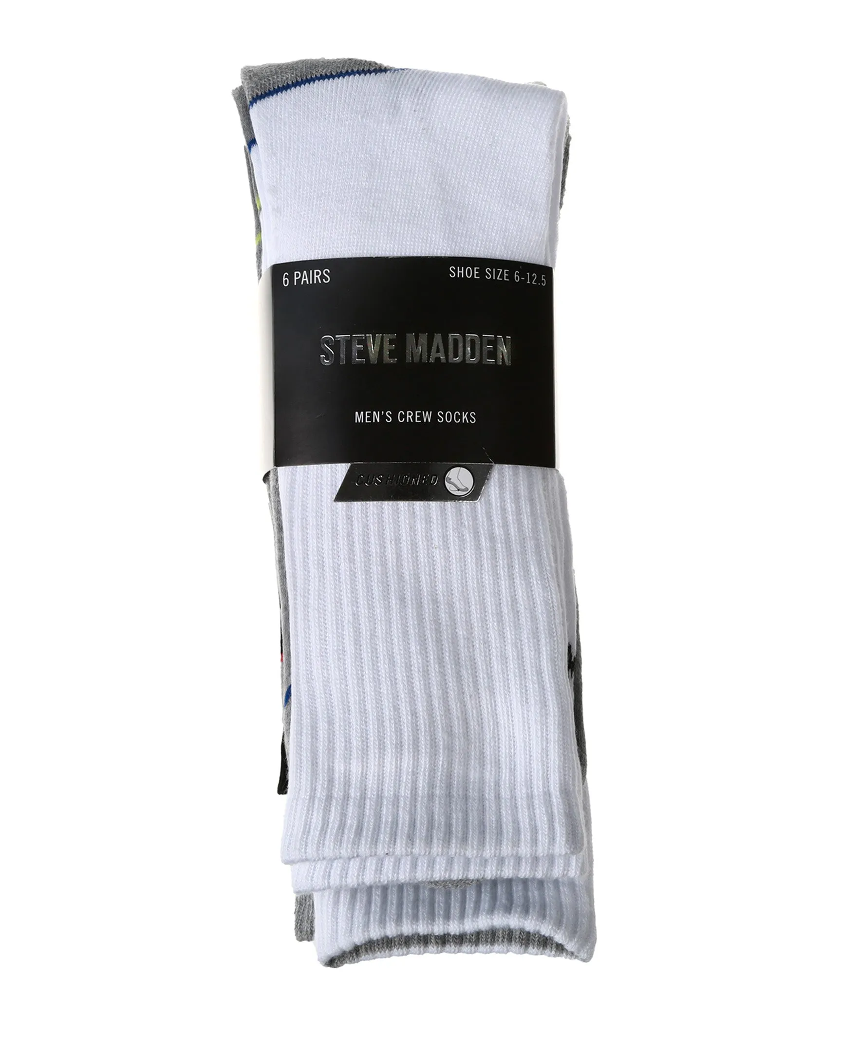 Steve Madden Men's Socks - 6-Pair's Cushioned Dress Crew Socks, Breathable Socks for Men