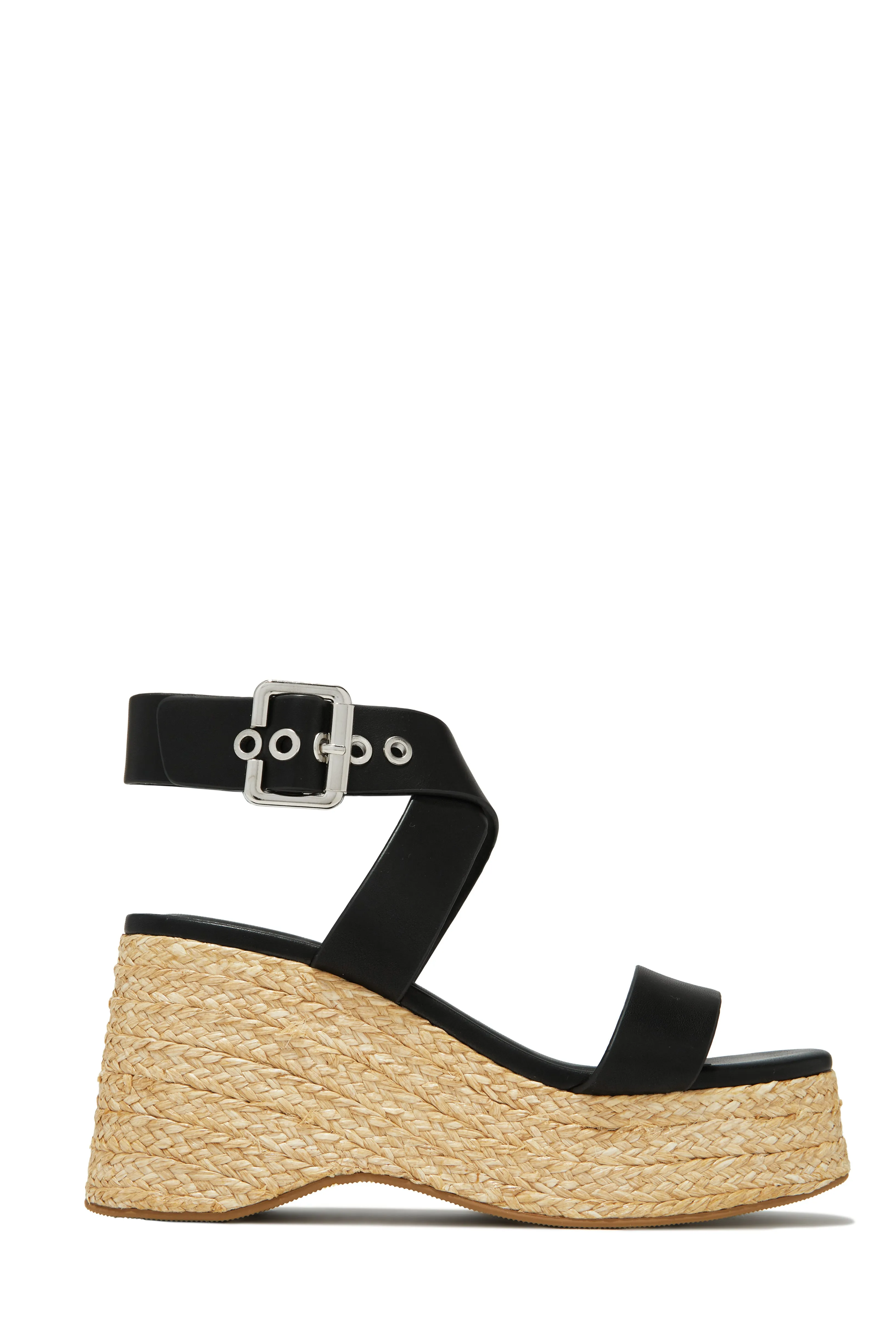 Summer Brunch Platform Wedges - Black