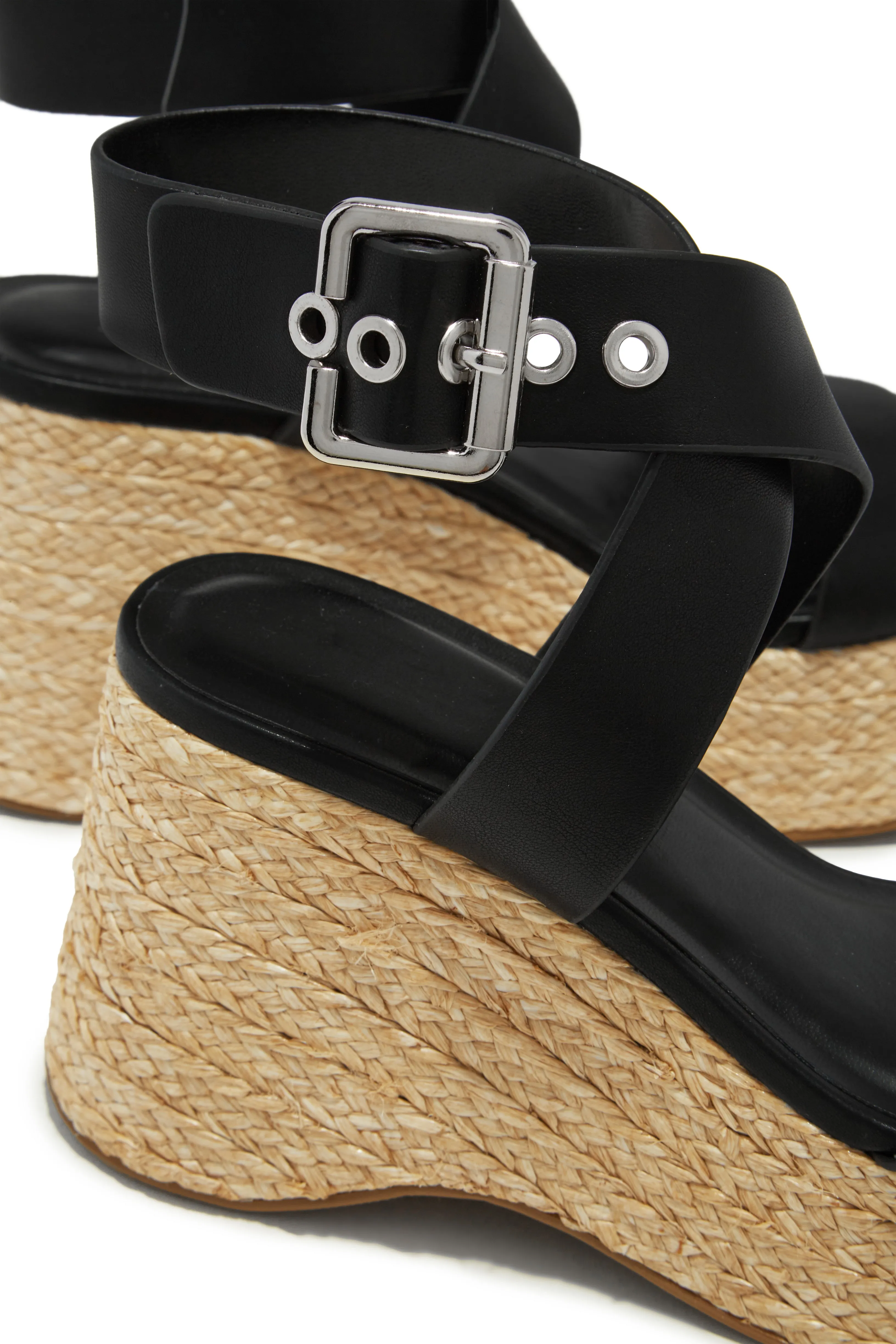 Summer Brunch Platform Wedges - Black