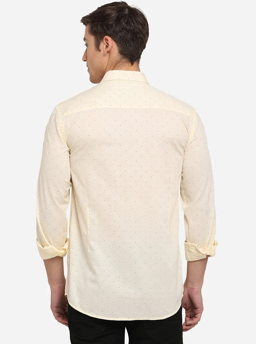 Winter White Printed Slim Fit Semi Casual Shirt | Greenfibre