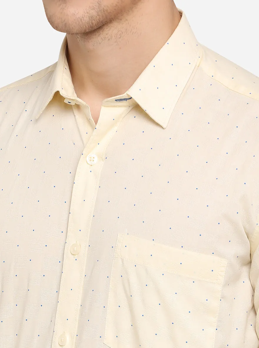 Winter White Printed Slim Fit Semi Casual Shirt | Greenfibre